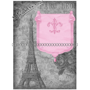 Bavlněný autorský panel retro pink Paříž IIII.