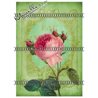 Bavlněný autorský panel zelený s růží