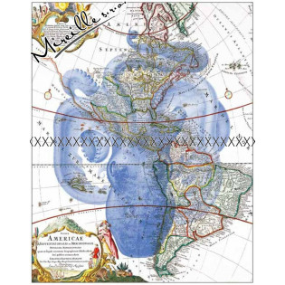 Bavlněný autorský panel mapa a modrá sepie