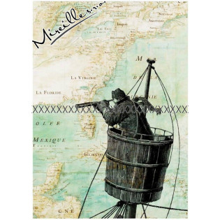 Bavlněný autorský panel námořník na zelené mapě