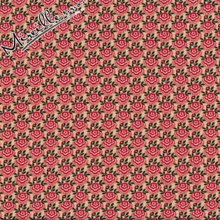 Látka MODA FG Petite Prints Deux červené květy na béžové