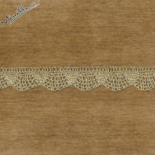 Paličkovaná krajka 17 mm, zlatý lurex/bílá