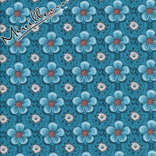 Látka Eyelike Fabrics - Hindelopia modré květy na modré