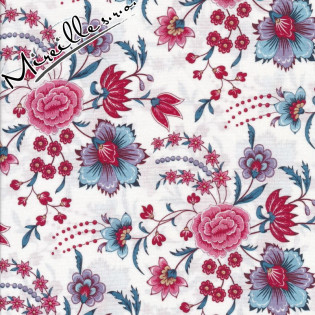 Látka Eyelike Fabrics - Hindelopia květy na bílé