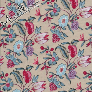 Látka Eyelike Fabrics - Hindelopia květy na béžové
