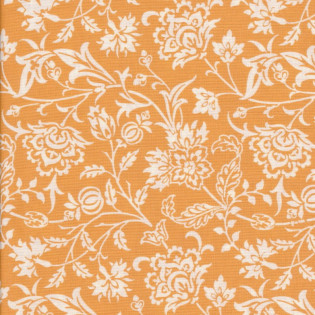 Látka MODA Pumpkins Blossoms - květinová liána na oranžové