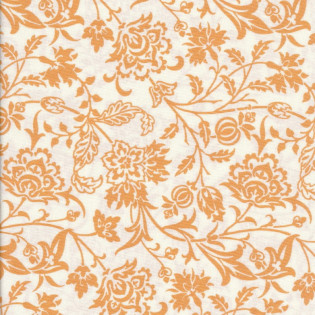 Látka MODA Pumpkins Blossoms - květinová liána na smetanové, oranž