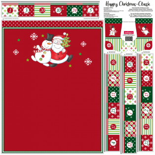 Panel Christmas Classic Adventní kalendář + ponožka červená/zeleá