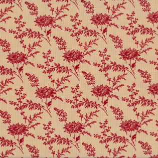 Látka MODA FG Bonheur De Jour - červená chrysantéma na pískové
